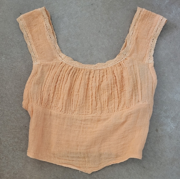 🏴‍☠️ Jen's Pirate Booty ☠️ Cotton Gauze Vision Corset Crop Top Small - Picture 3 of 6